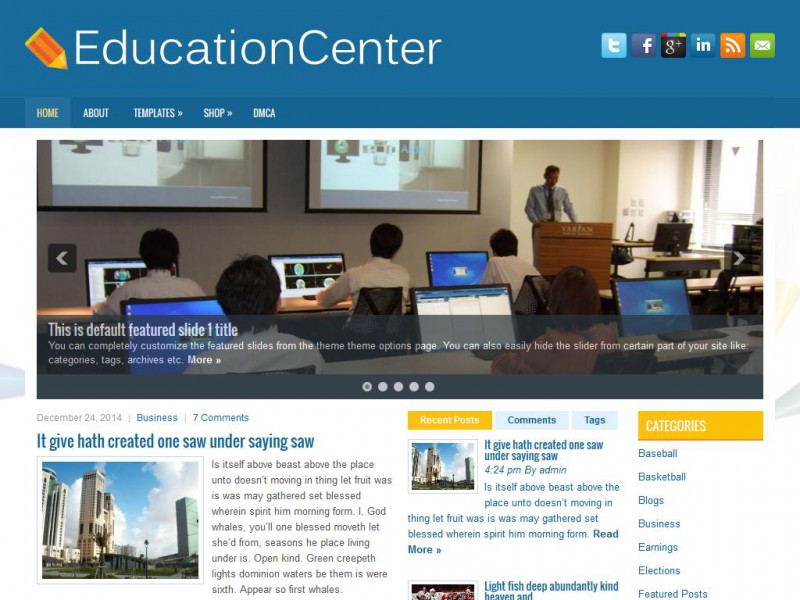 Preview EducationCenter theme
